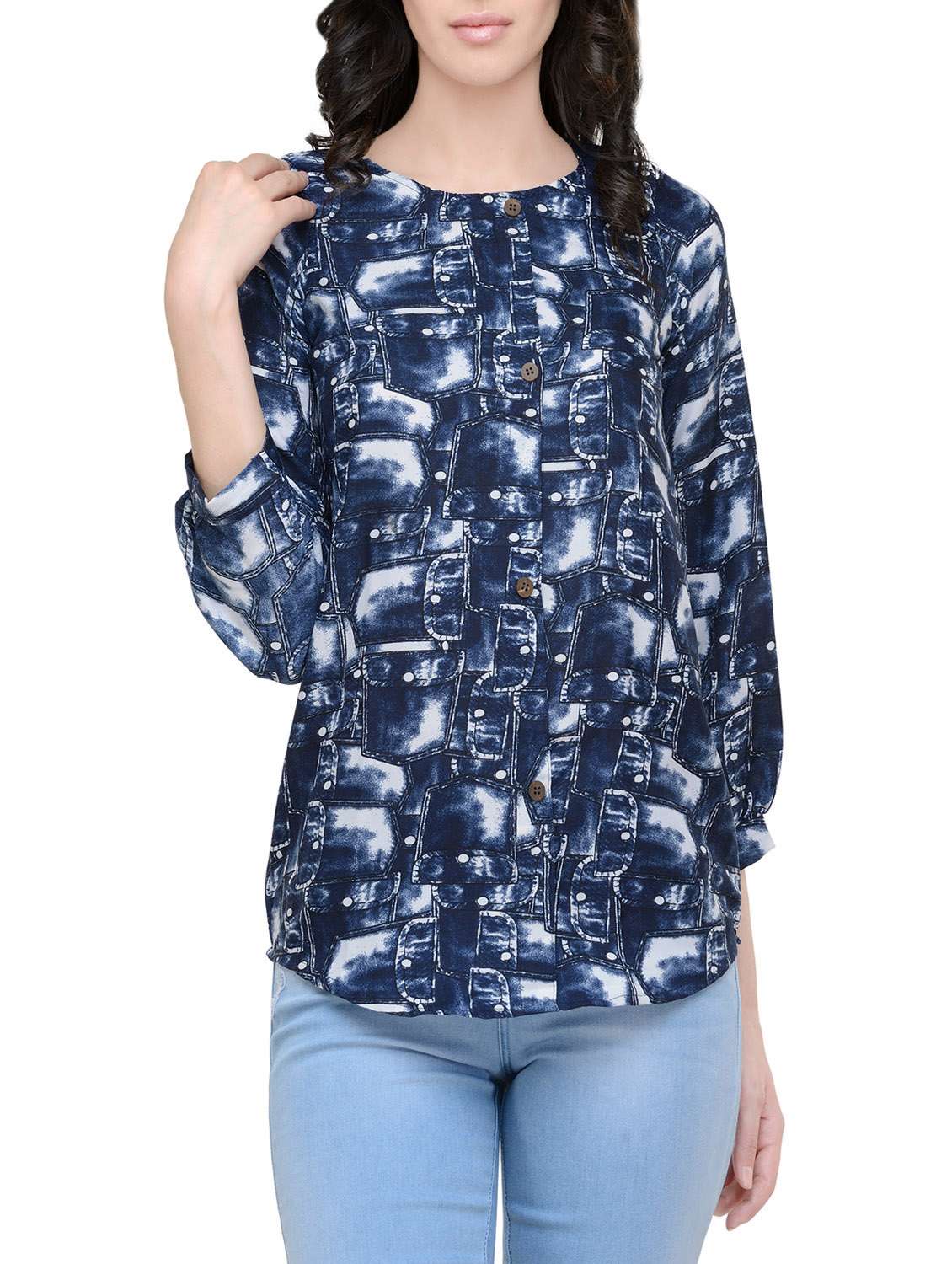 women's straight round neck top