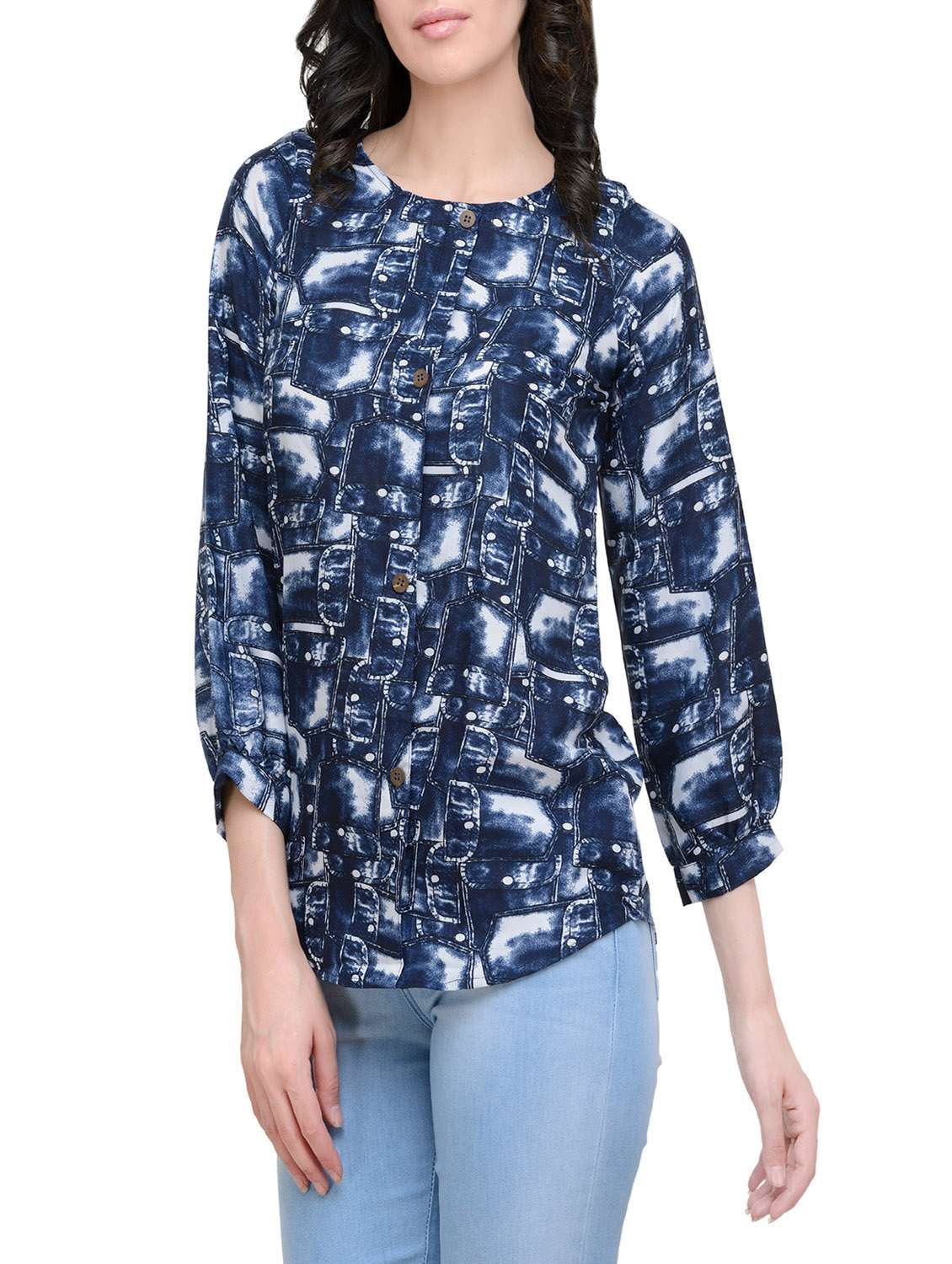 women's straight round neck top - 13876917 -  Standard Image - 1