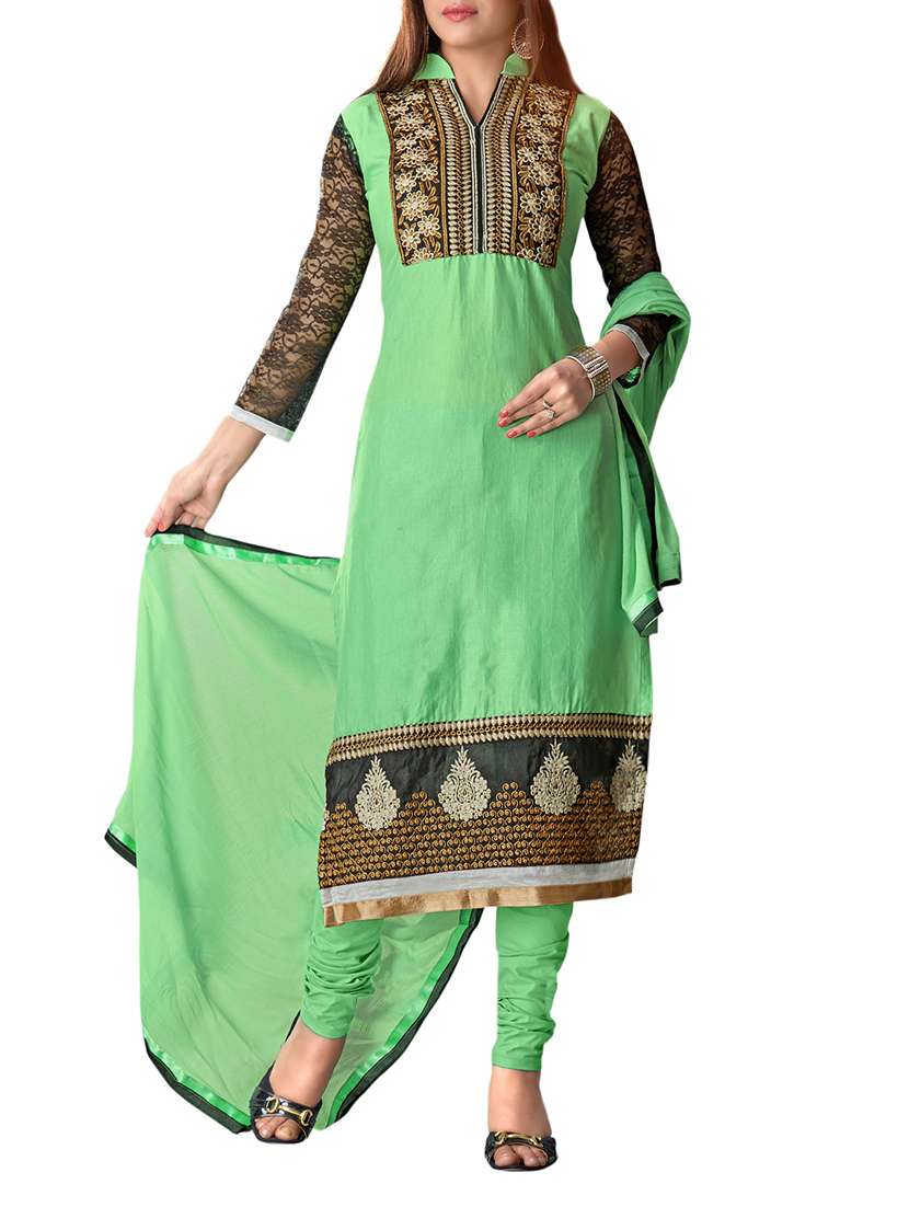 green churidar dress material