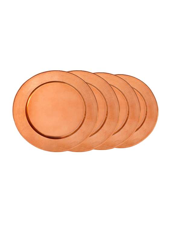asiacraft metal copper finish 14" set of 4 charger plate