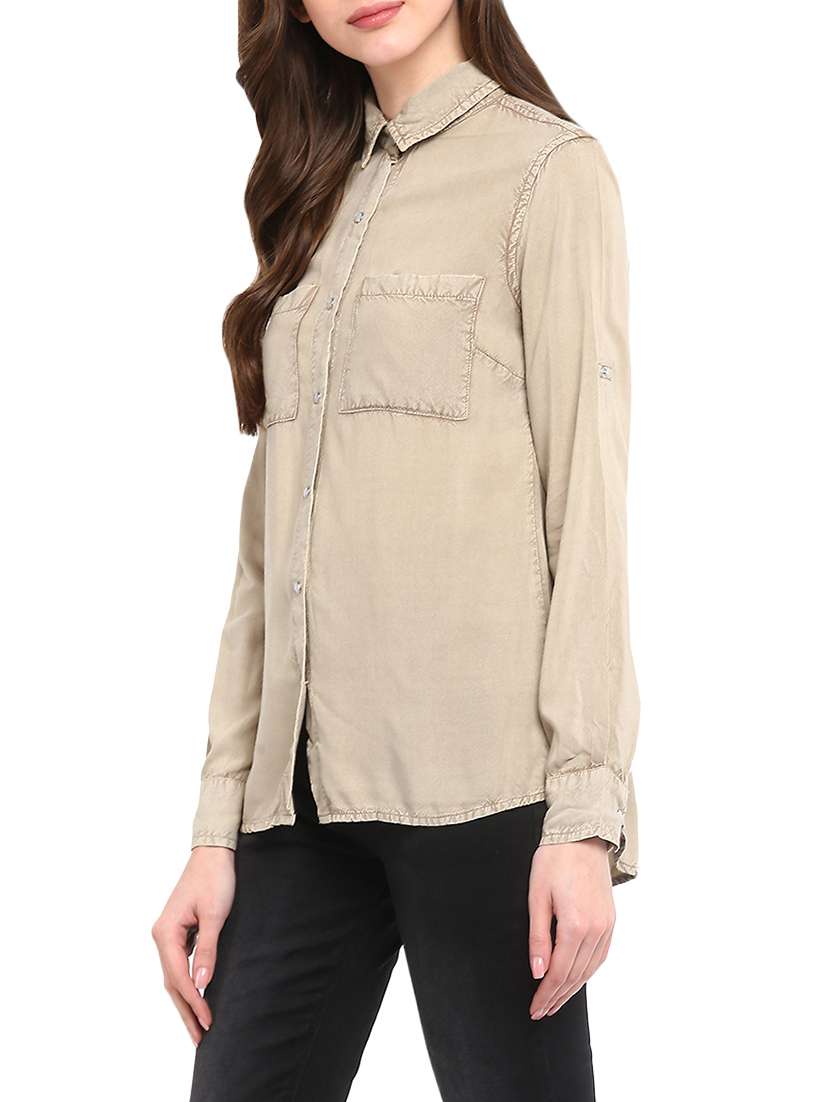 beige viscose regular shirt - 13882507 -  Standard Image - 1