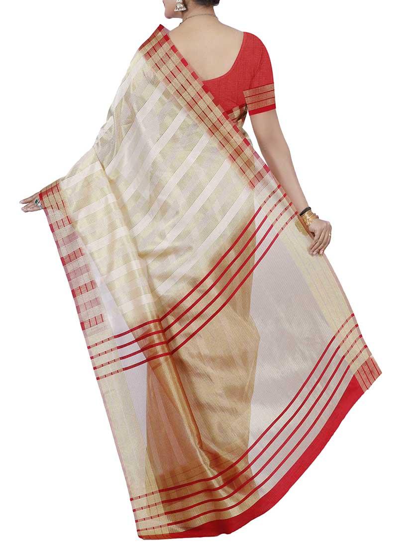 white silk woven saree with blouse - 13885533 - Standard Image - 1
