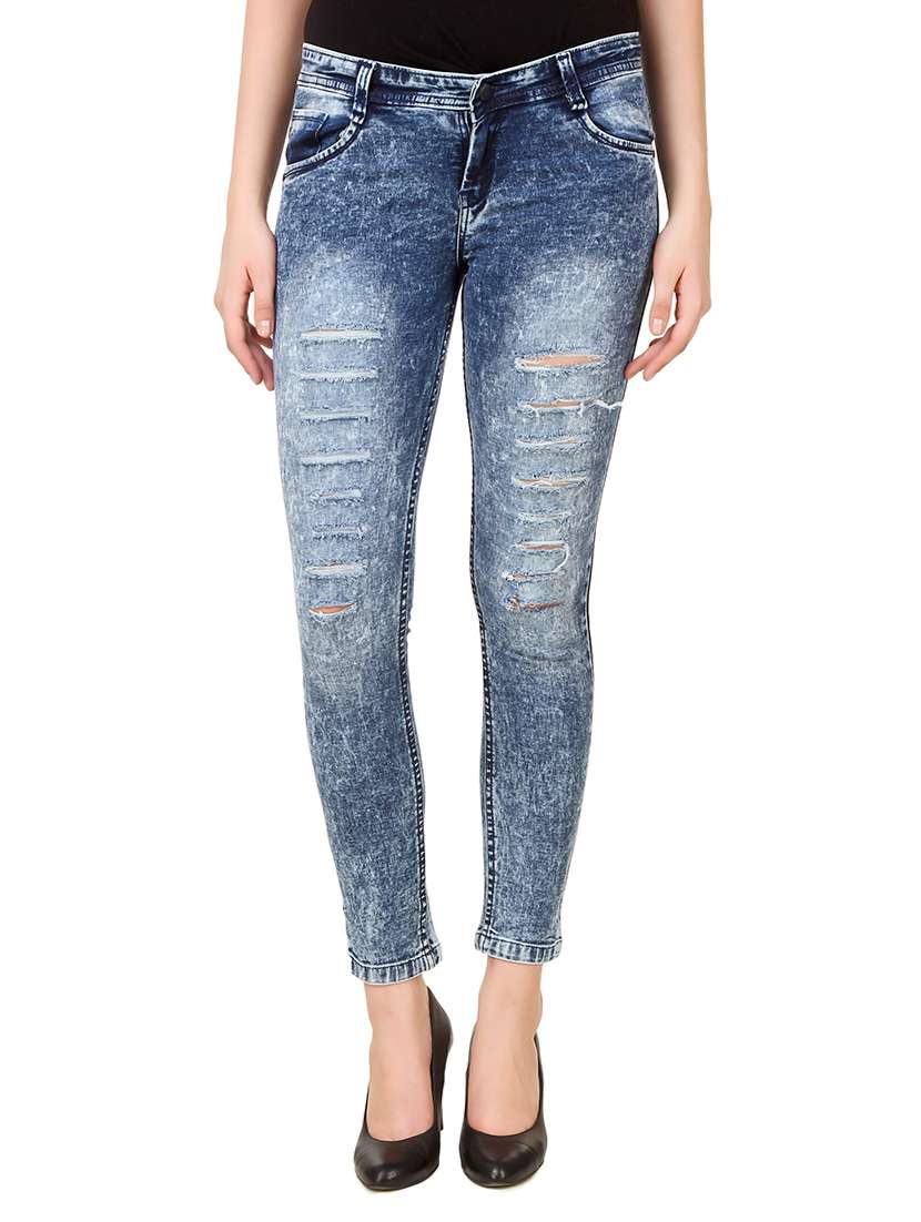 blue ladder ripped denim jean