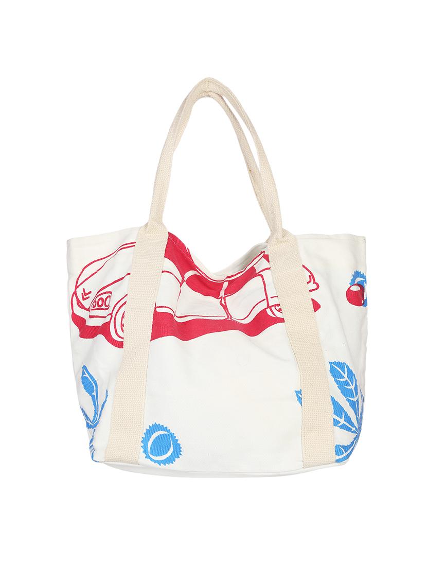 white canvas printed shopping bag - 13897372 - Zoom Image - 0