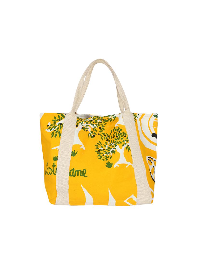 yellow canvas printed shopping bag