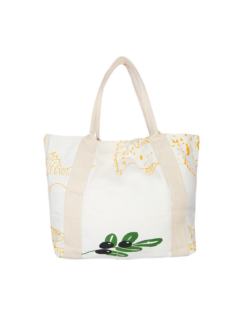 white canvas printed shopping bag - 13897378 -  Zoom Image - 0