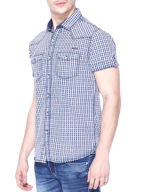 blue cotton casual shirt - 13900649 - Standard Image - 1