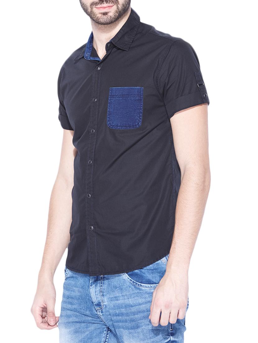 black cotton casual shirt - 13900678 - Standard Image - 1