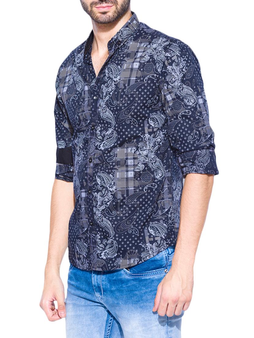 dark blue cotton casual shirt - 13900690 - Standard Image - 1