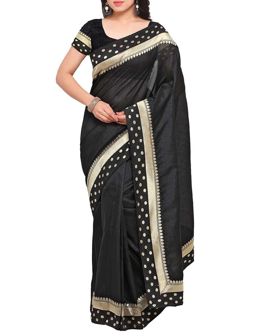 black art silk bordered saree with blouse