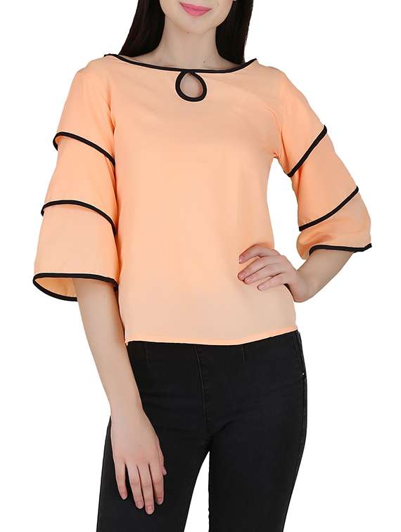 solid orange polycrepe top