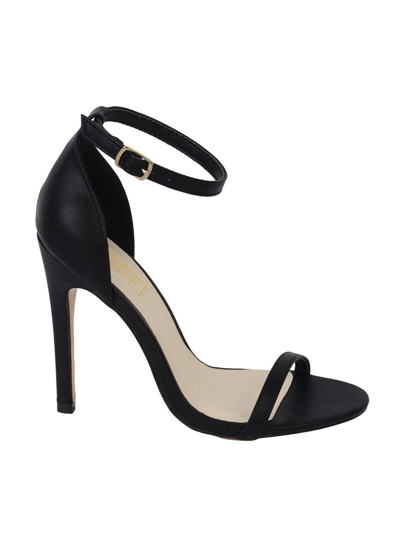 black faux leather ankle strap sandals - 13904541 - Standard Image - 1