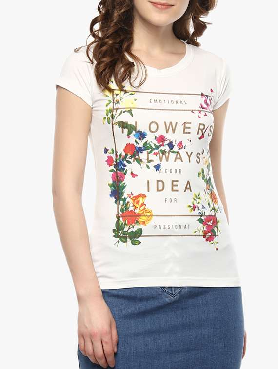 printed white cotton tee