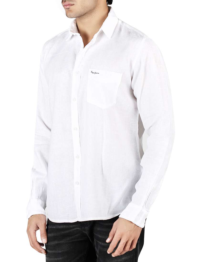 white cotton casual shirt - 13910039 -  Standard Image - 1