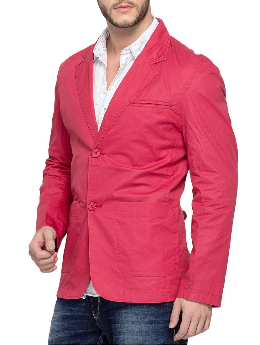 pink cotton casual blazer