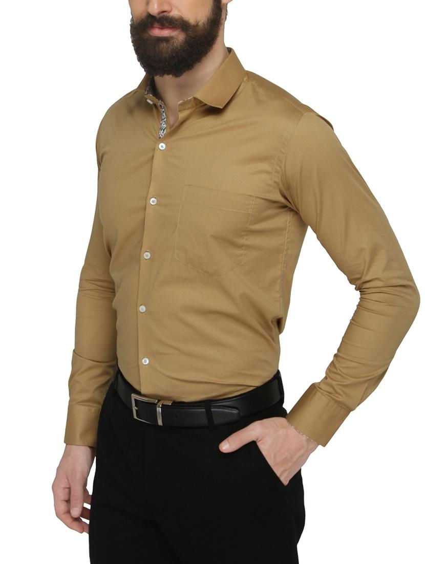 brown solid casual shirt - 13911000 - Standard Image - 1