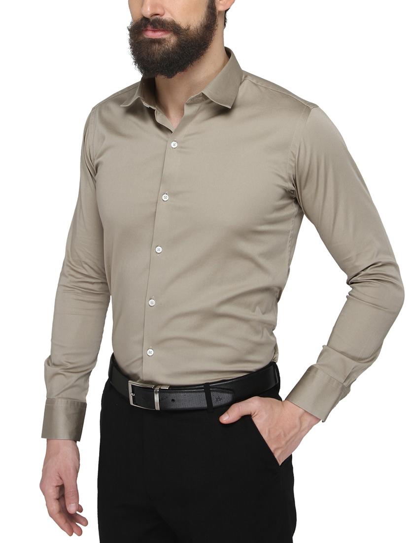beige cotton formal shirt - 13911004 - Standard Image - 1