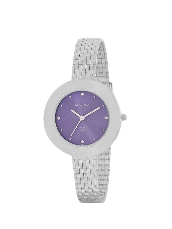 maxima purple dial analog watch for women - o-44902cmli