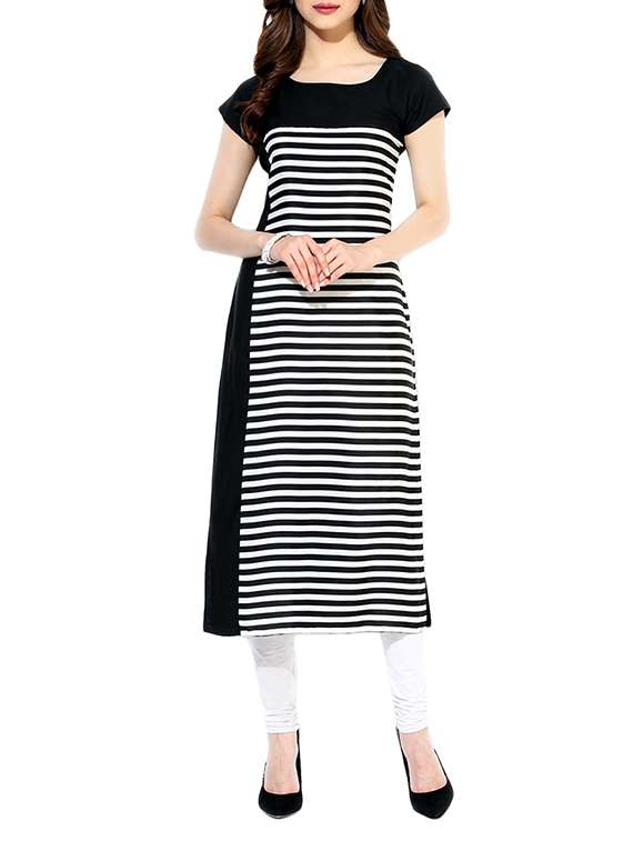 monochrome crepe printed kurta