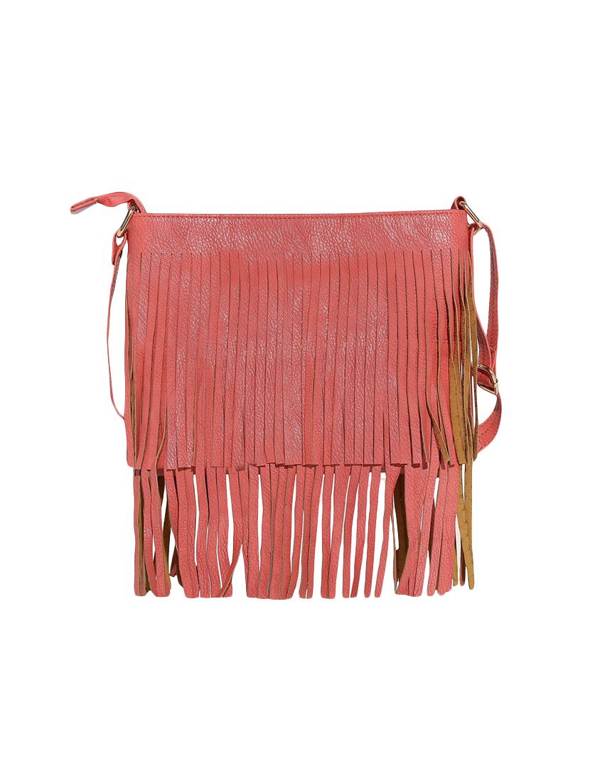 pink leatherette  fringed sling bag - 13916855 -  Standard Image - 1