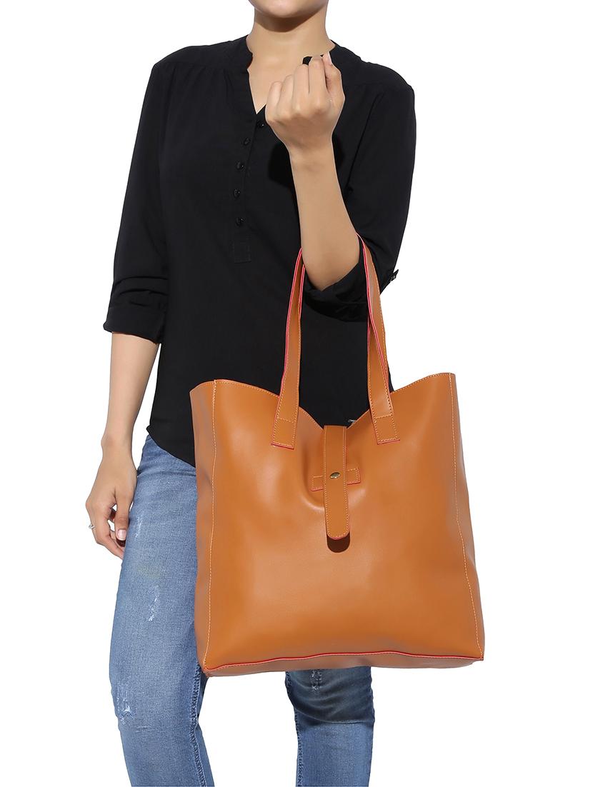 tan leatherette regular tote - 13916869 - Standard Image - 4
