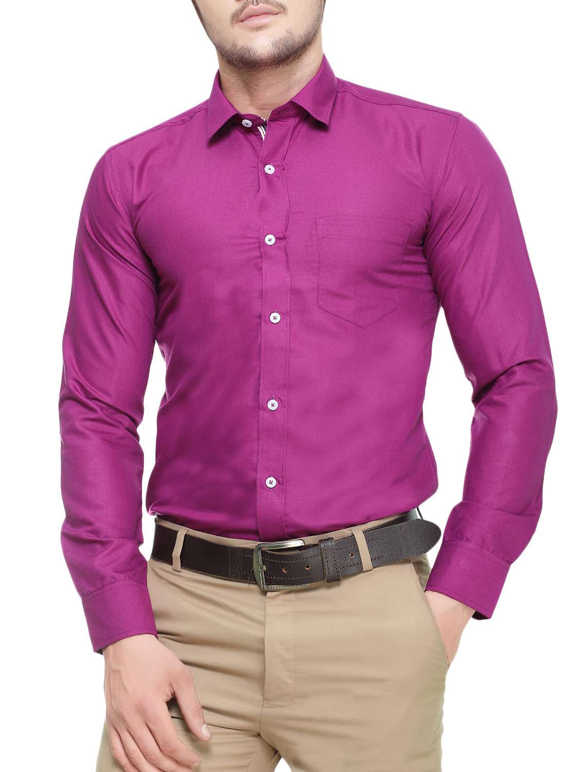 purple solid formal shirt