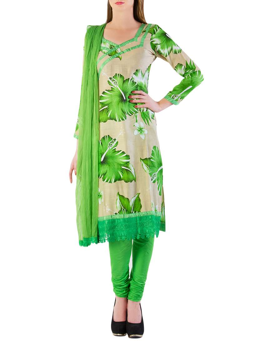 beige churidaar suit dress material - 13921117 - Zoom Image - 0