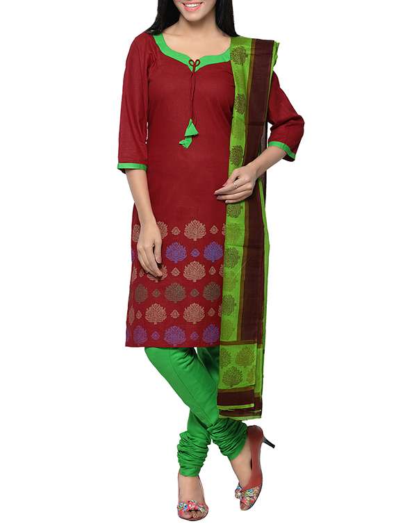 maroon cambric cotton dress material