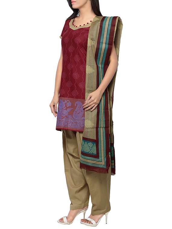 maroon cotton dress material - 13921127 -  Standard Image - 1