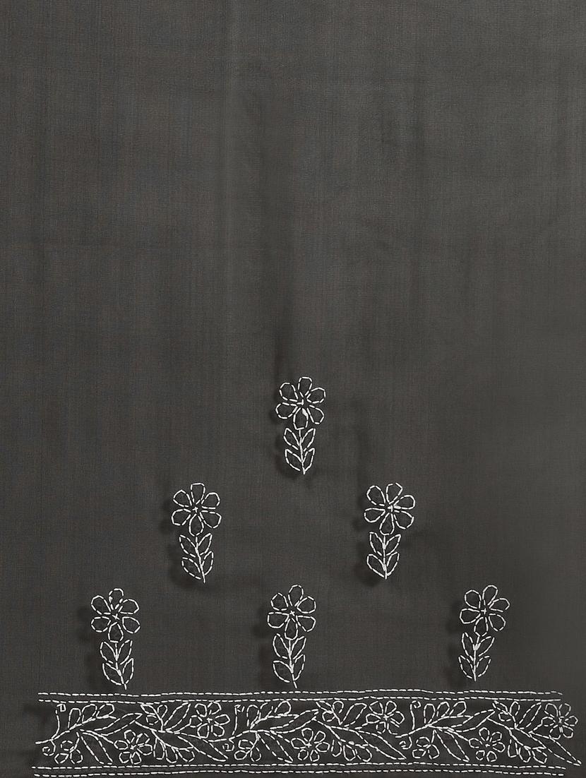 black georgette hand worked lucknowi chikankari saree with blouse - 13925110 - Standard Image - 4