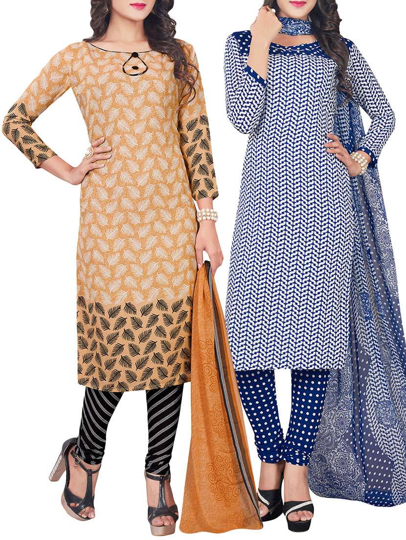 (set of 2) multi colored dress material