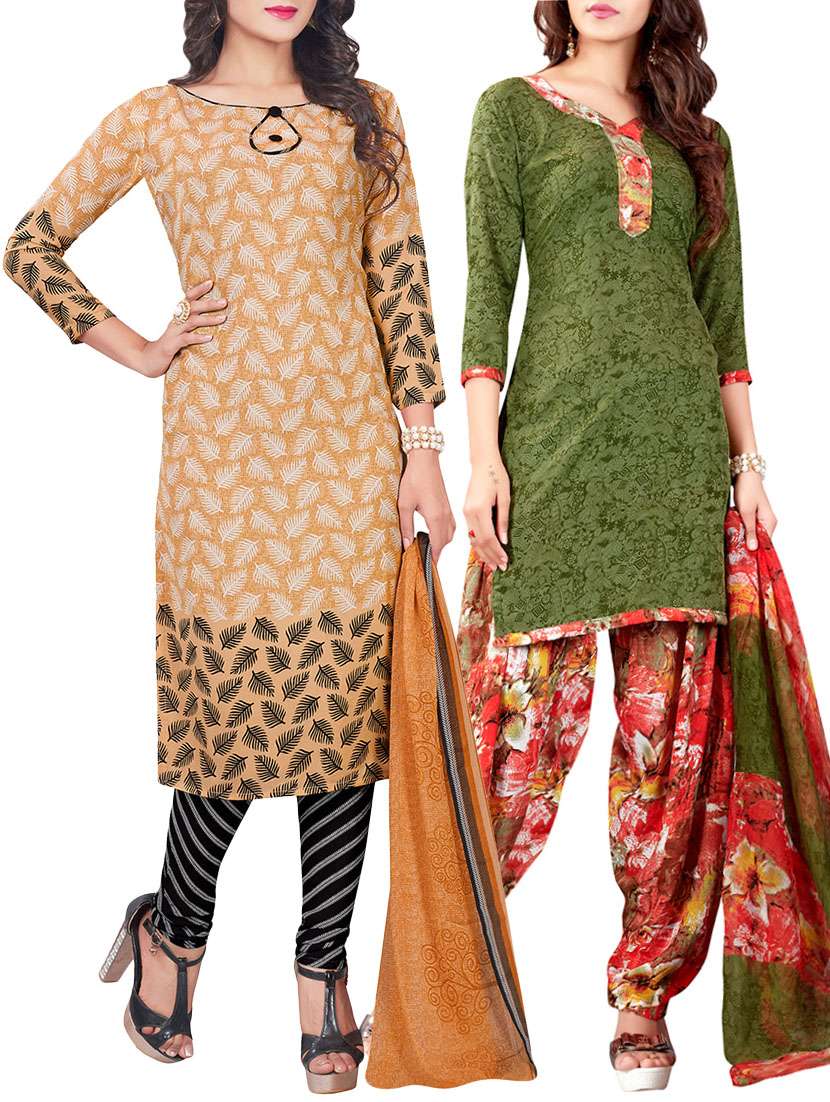 (set of 2) multi colored dress material
