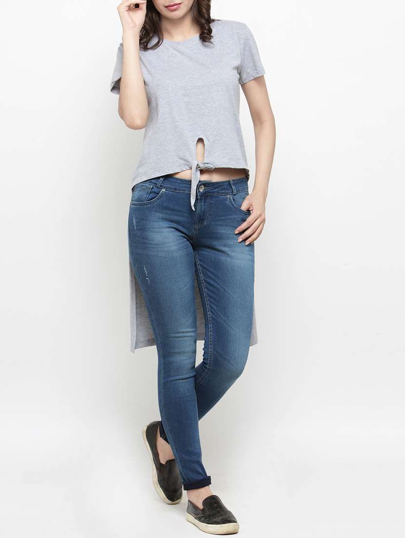 grey cotton asymmetric tee