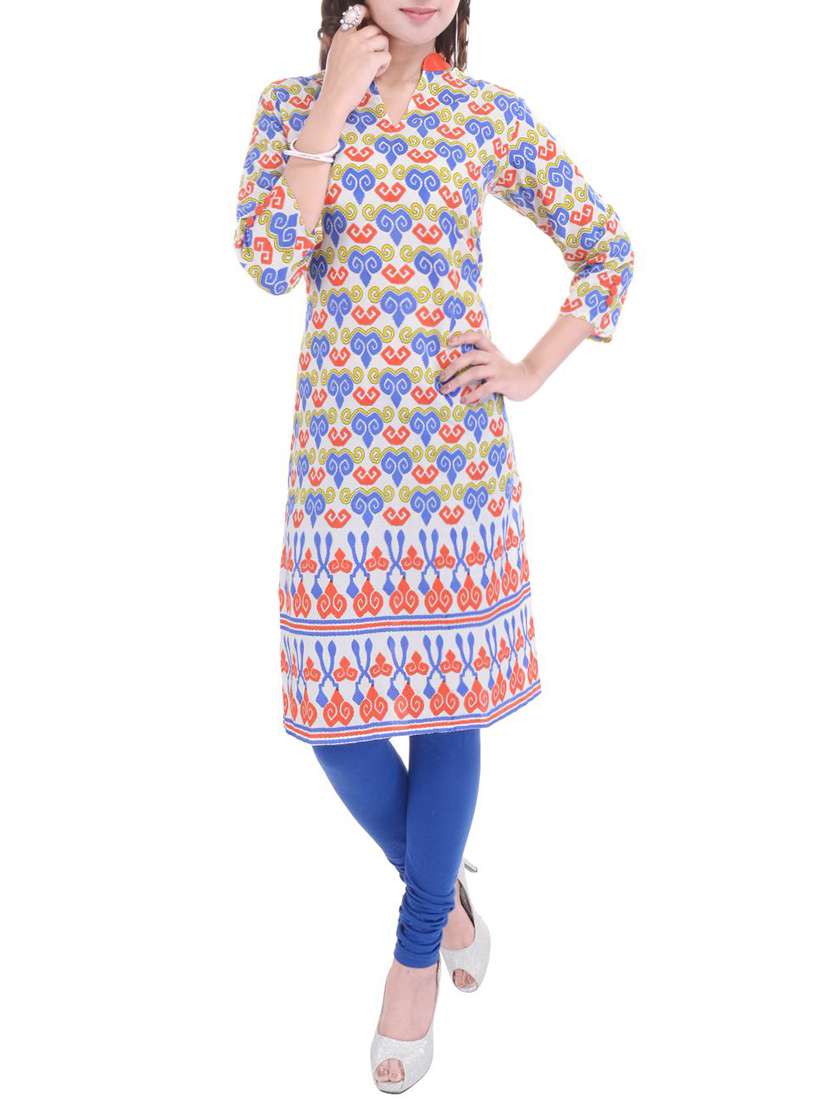 blue cotton straight kurta