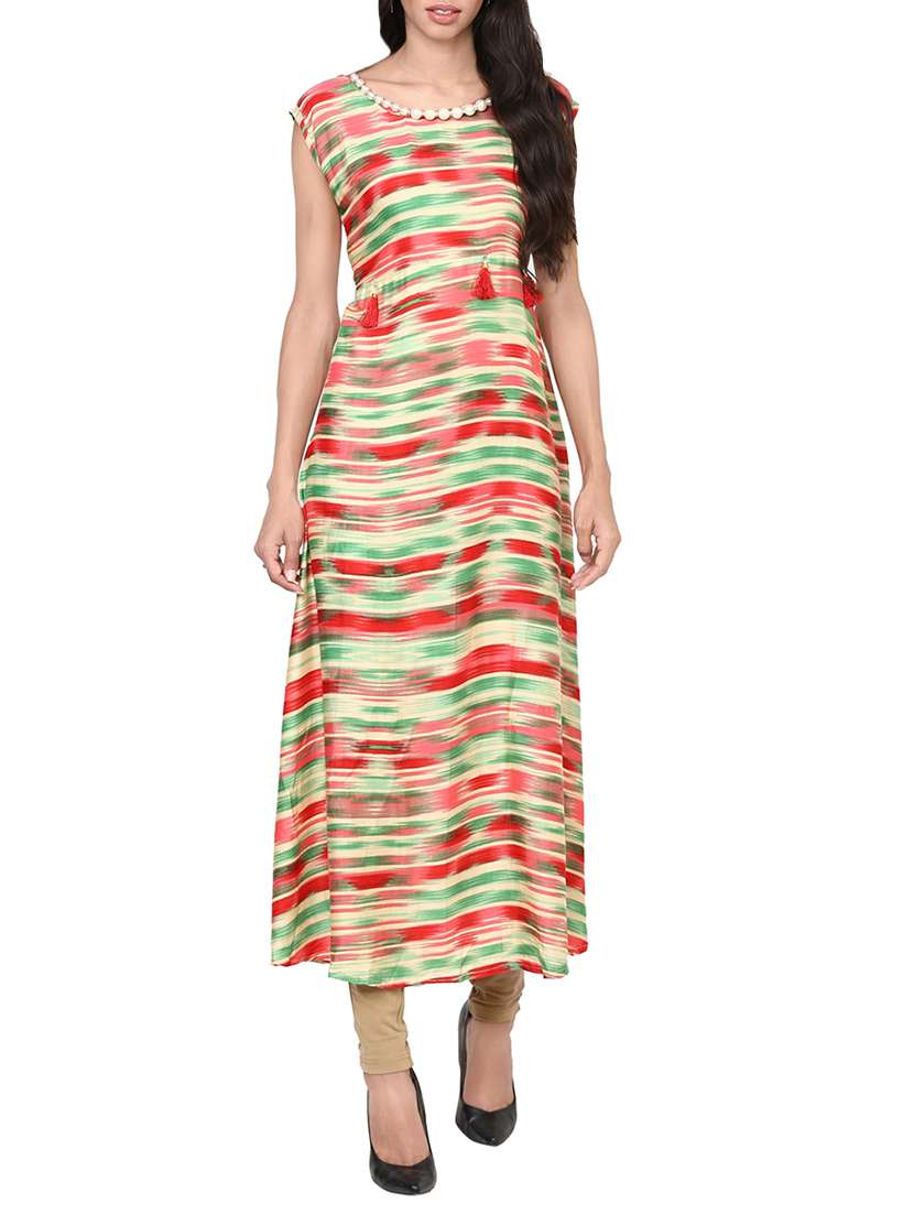 ikat print tassales a-line kurta