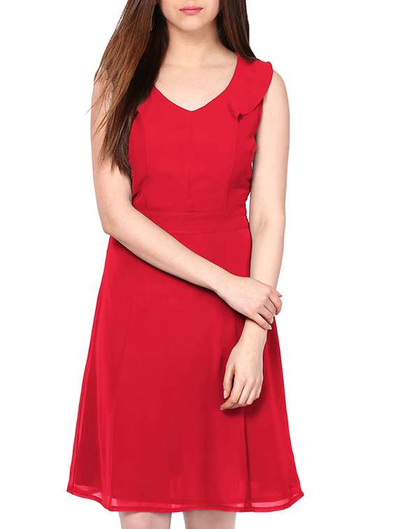 women's fit & flare solid dress