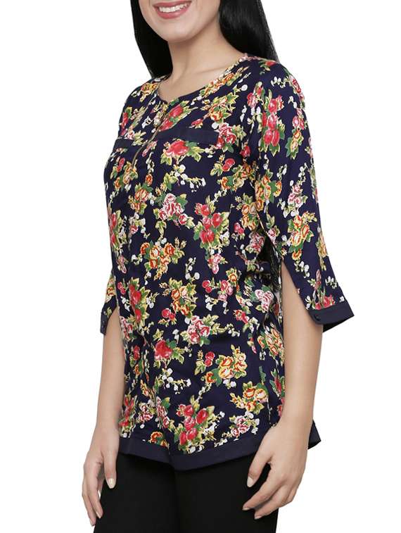 multicolored floral printed rayon regular top - 13932484 - Standard Image - 1