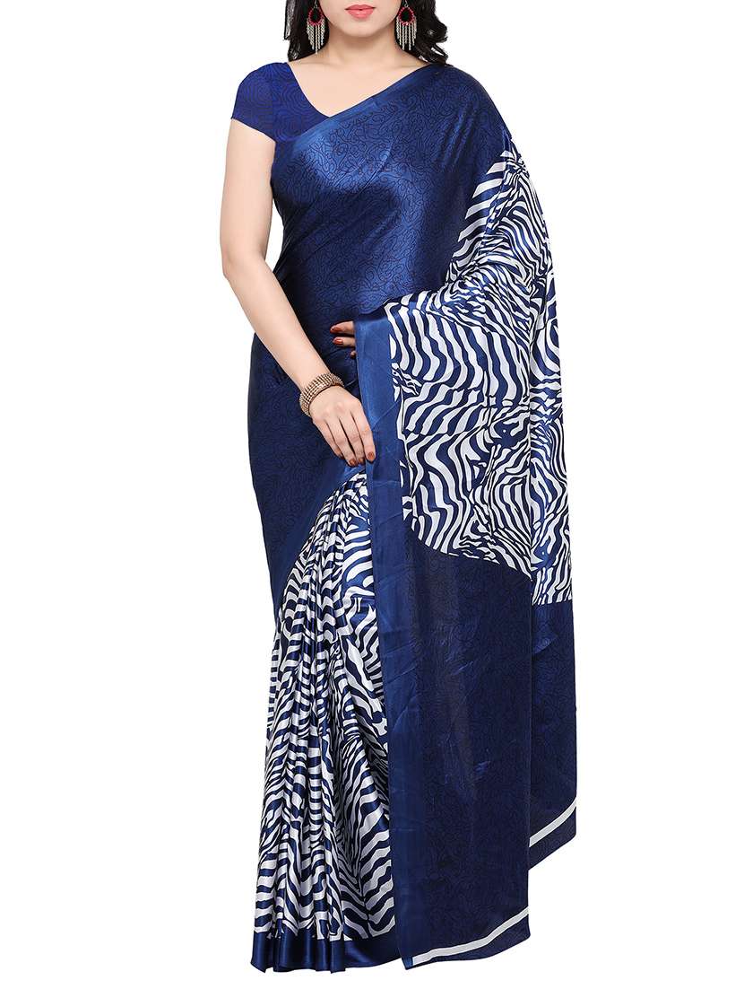 animal print half & half saree with blouse
