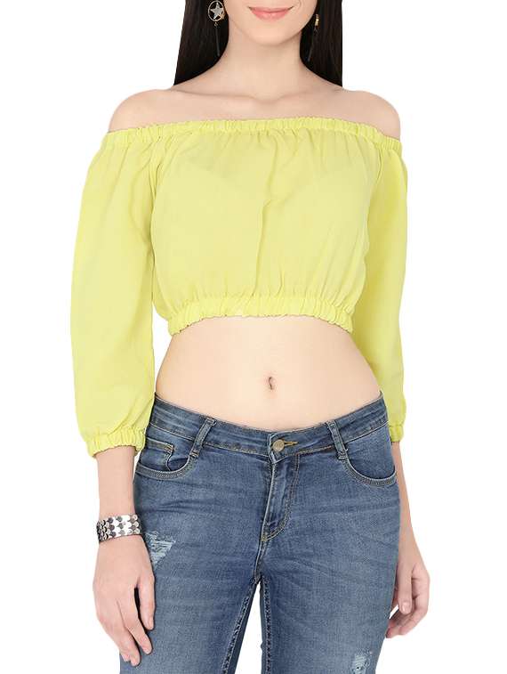 off shoulder solid crop top