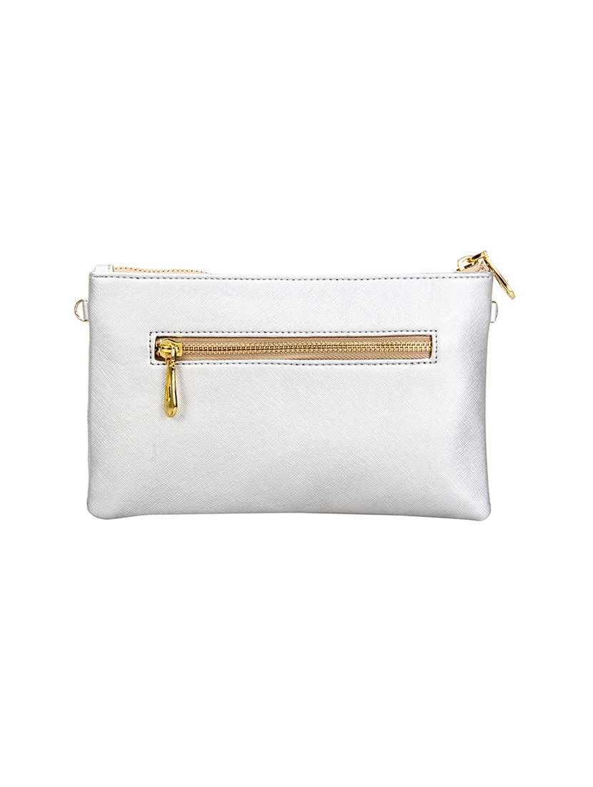 silver leatherette  pouch clutch - 13933811 -  Standard Image - 1