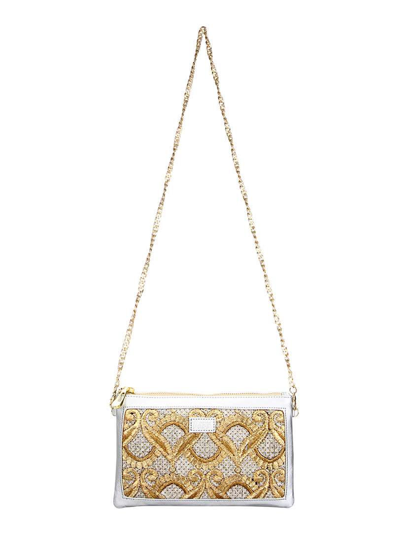 silver leatherette  pouch clutch - 13933811 -  Standard Image - 4