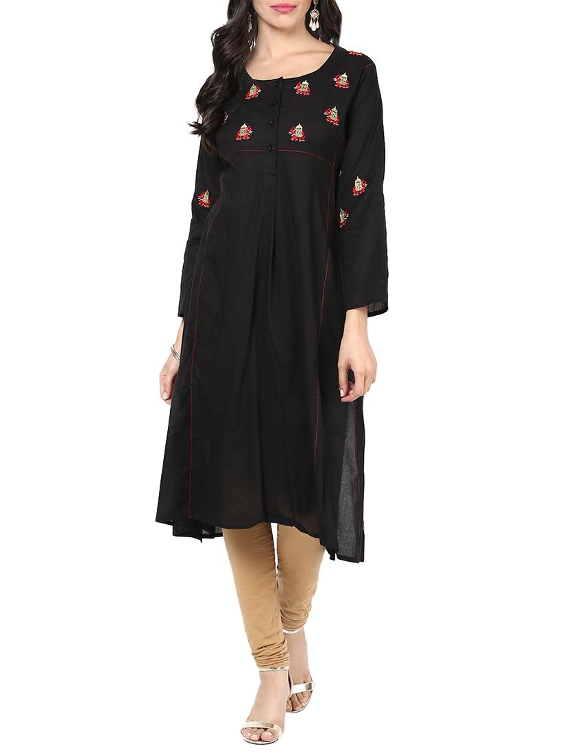 black cotton aline kurta