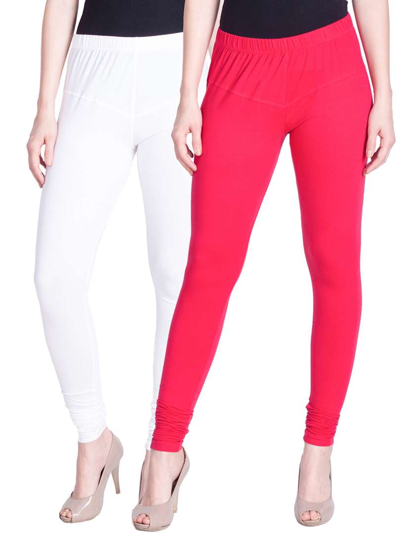 set of 2 multicolored cotton spandex leggings