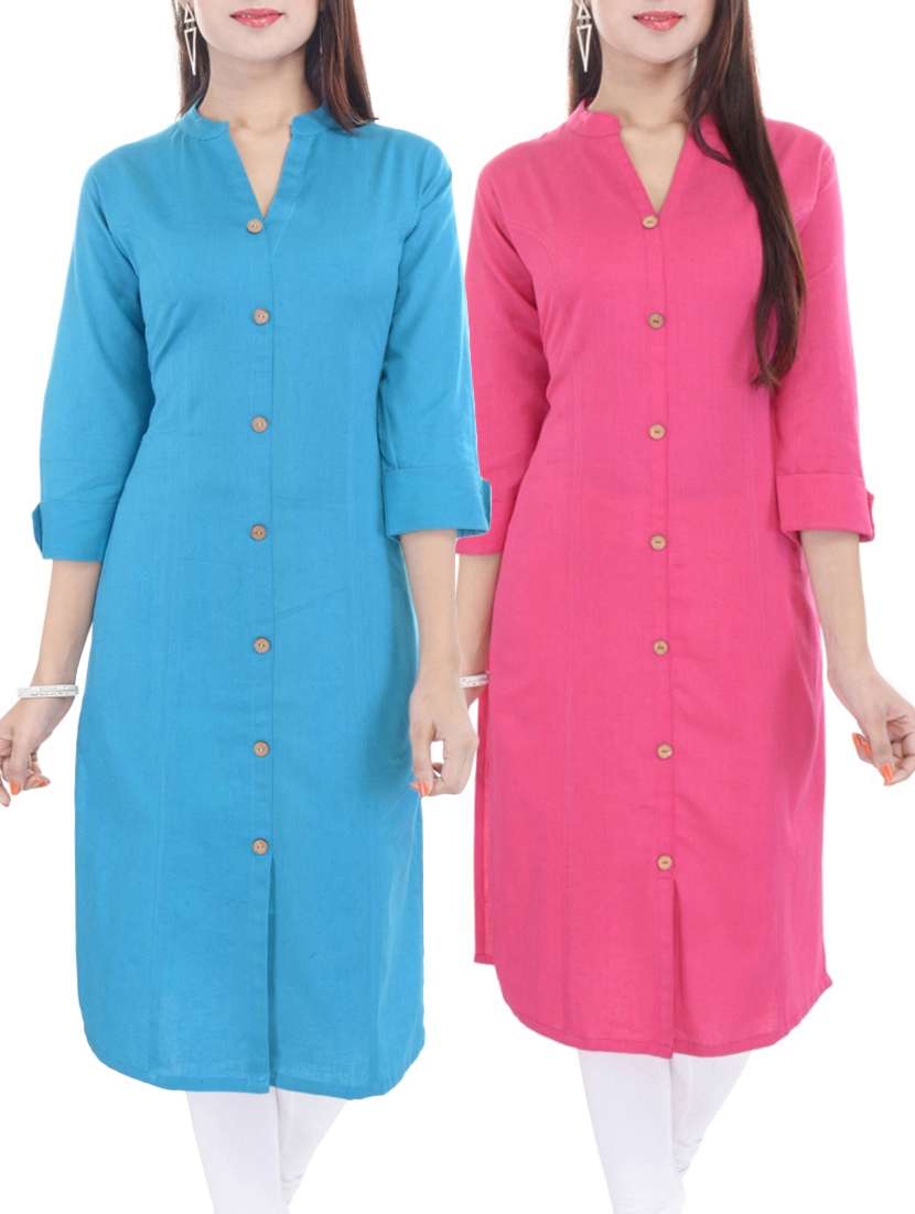 multi colored cotton combos kurta