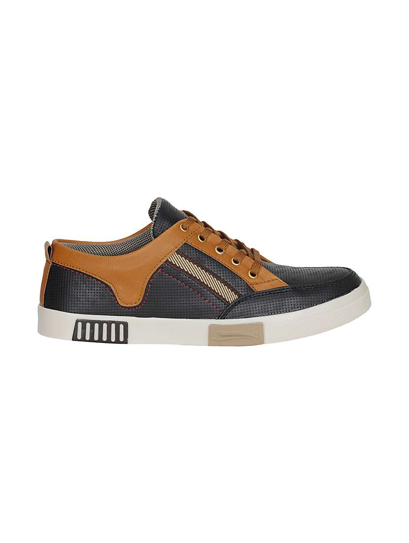 black leatherette lace up sneaker - 13934846 - Standard Image - 1