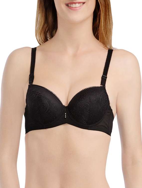 black cotton push up bra