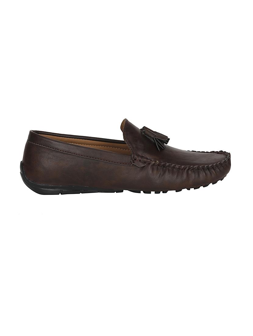 brown leatherette slip on loafer - 13936398 - Standard Image - 1