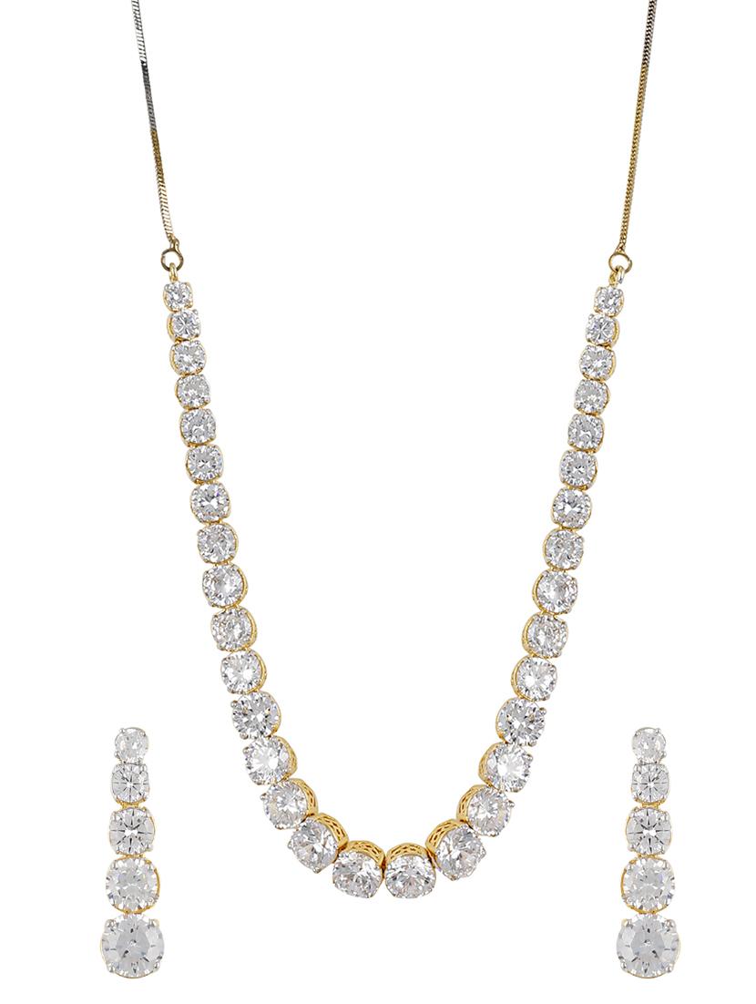 White Gold Plated Necklaces And Earring - By