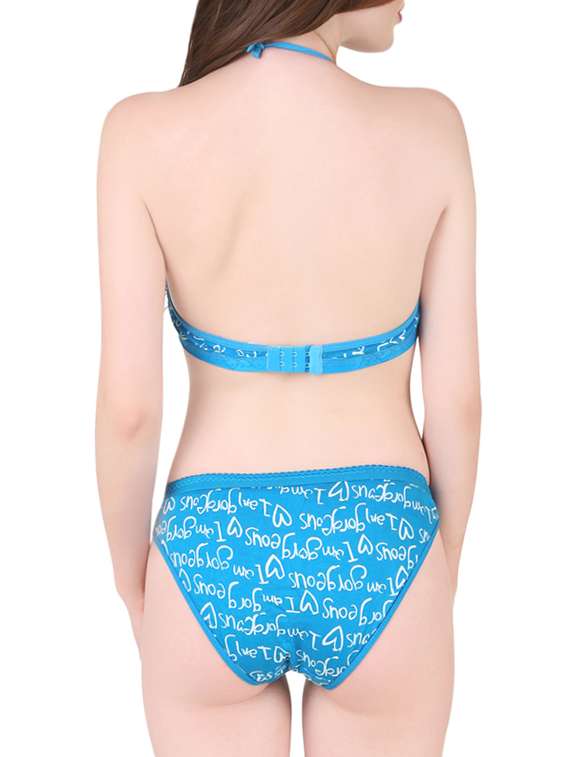 blue hosiery bra and panty set - 13940115 -  Standard Image - 1