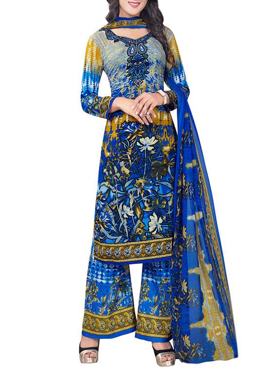 blue crepe palazzo suits unstitched suit